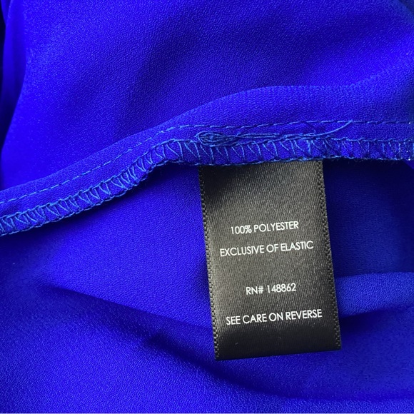 Torrid Georgette Smocked Neck Cold Shoulder Blouse Blue Women’s Plus Sz 5X - Picture 7 of 8